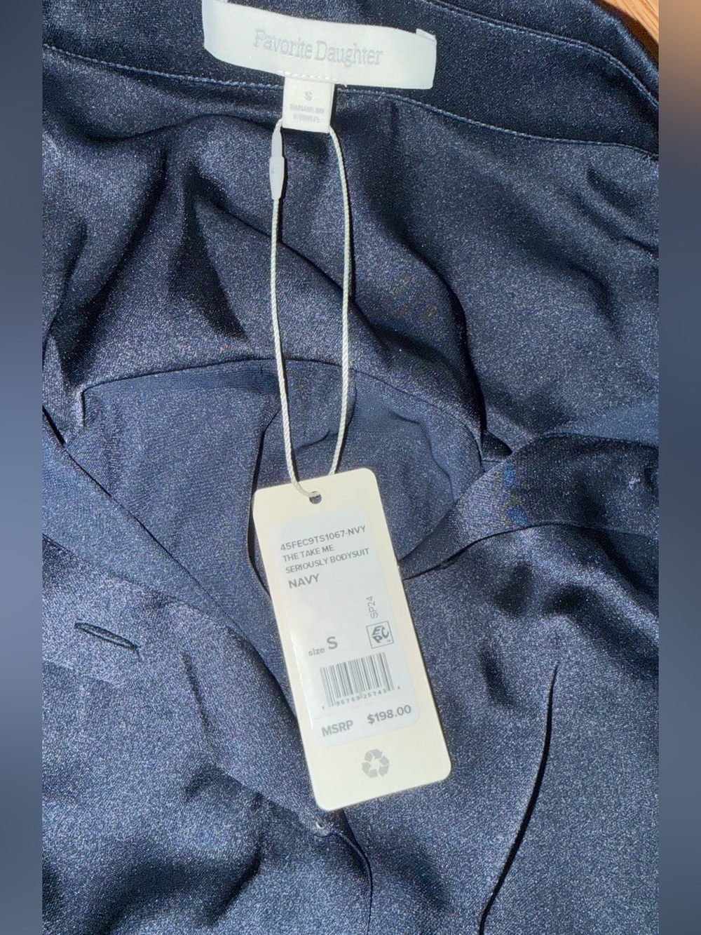 Favorite Daughter Navy Satin Bodysuit Small - Picture 8 of 8